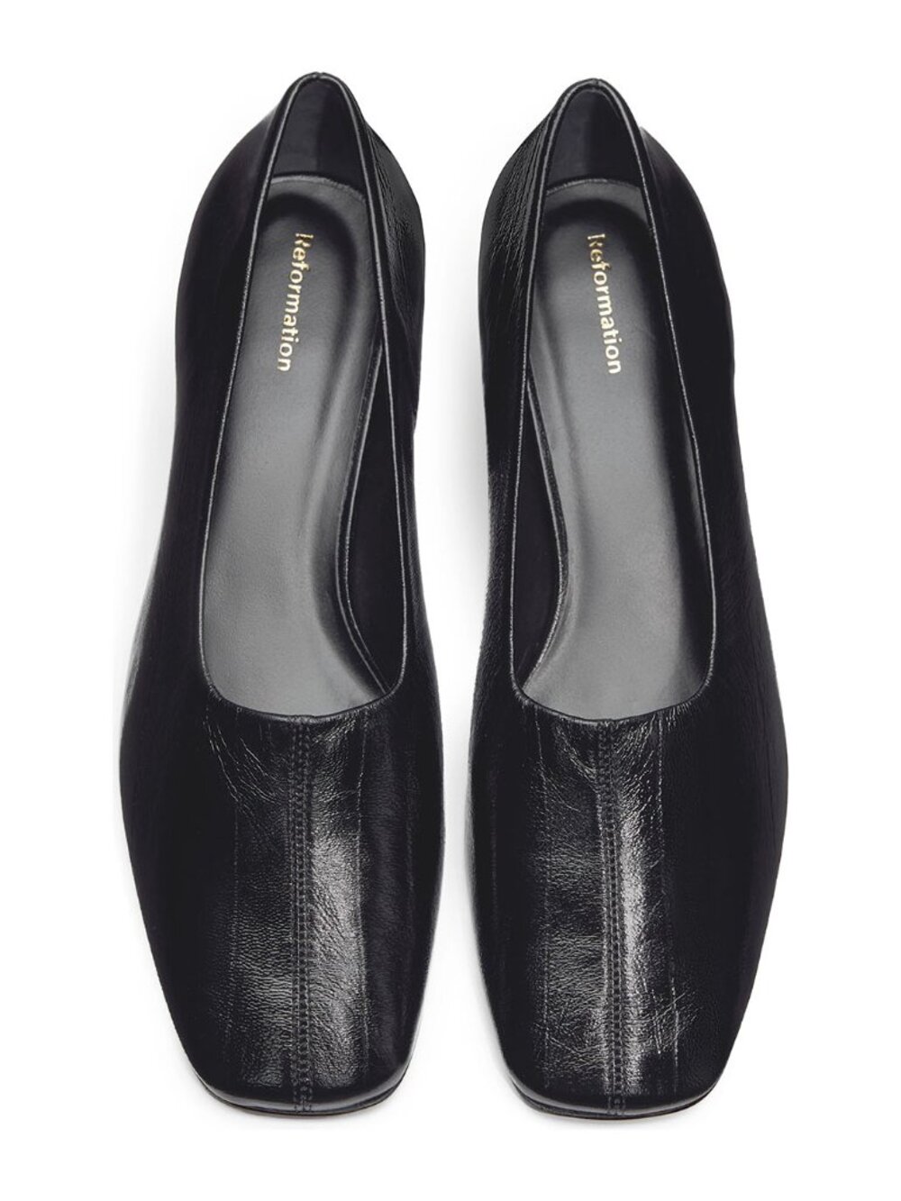 Reformation Inez Pump Black Eel Crinkle Leather Block Heel 9.5